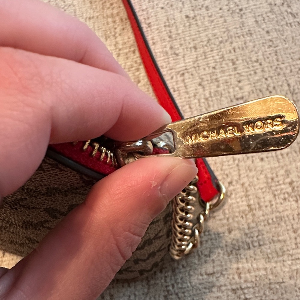 Michael Kors Tan and Red Crossbody Bag - Picture 8 of 8